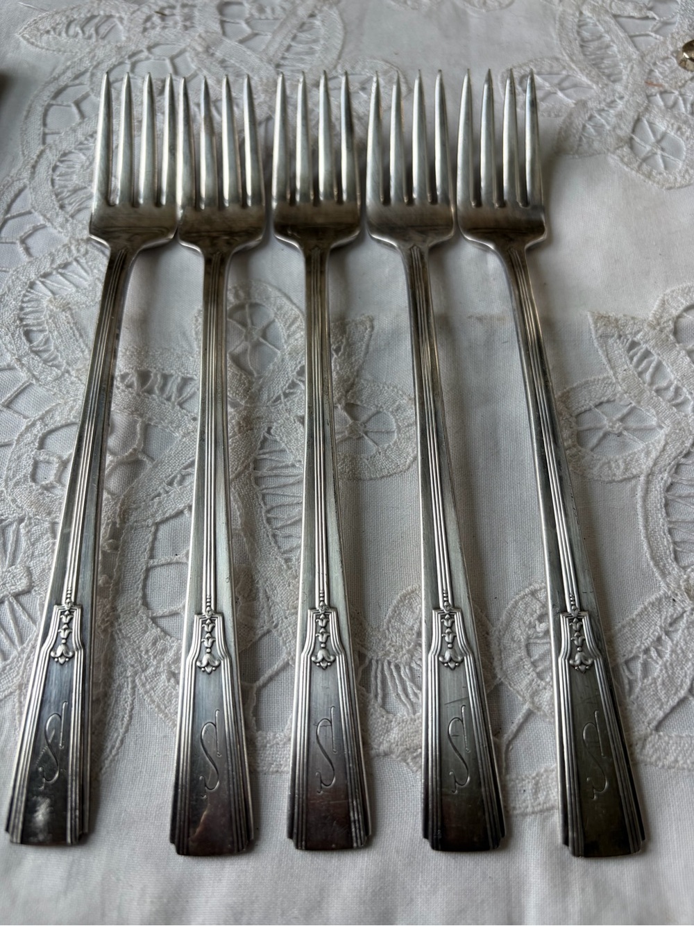 Revelation 1938 International Silver silver plate grille forks art deco flatware